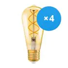 Mehrfachpackung 4x Ledvance Vintage 1906 LED E27 Birne Gold 4W 300lm - 820  | Dimmbar - Ersatz für 25W