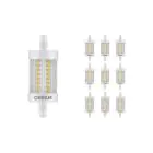 Mehrfachpackung 10x Ledvance Performance LED R7s doppelt Ended 78mm Klar 9.5W 1055lm - 827  | Dimmbar - Ersatz für 75W