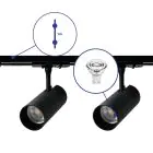 Komplettset 1-Phasen Rail 1 Meter Schwarz | incl. 2x Spot + GU10 2700K 3W Dimmbar + Abschlusskappe, Stromanschluss