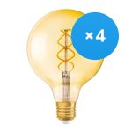 Lot 4x Osram Vintage 1906 LED E27 Globe Filament Dorée 125mm 5W 250lm - 820  | Remplacement 25W