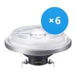 Lot 6x Philips MASTER Spot LED Réflecteur G53 AR111 20W 1270lm 45D - 930  | Meilleur rendu de couleur - Dimmable - Remplacement 100W