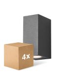 Lot 4x D'Lite Applique Murale Vrebos Aluminium Noir | Convient pour 2x GU10